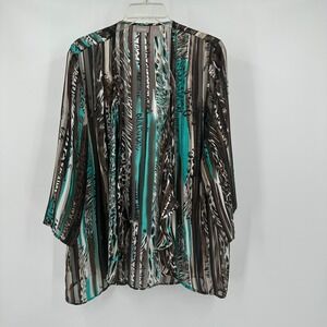 Chicos Womens Beachy Sheer Open Front Kimono Size 2 US L Boho Resort Layering